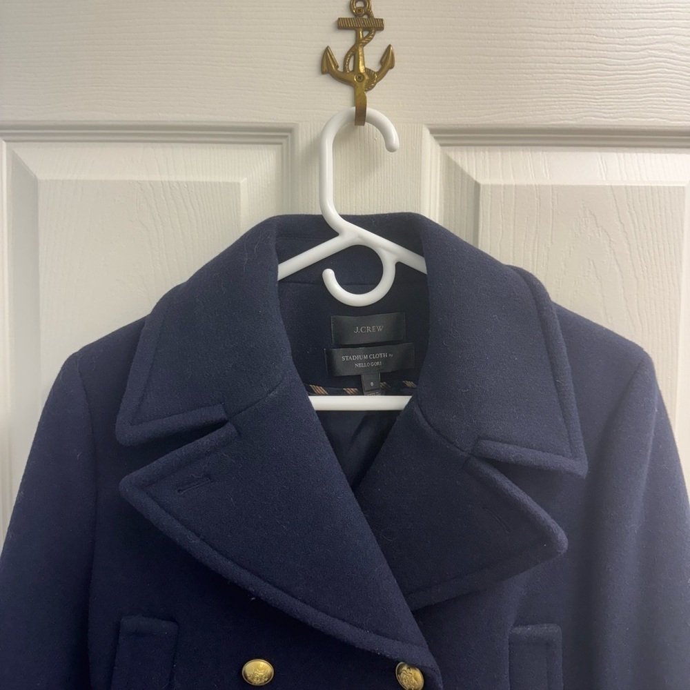 J. Crew Stadium Cloth by Nello Gori Navy Peacoat - Picture 2 of 6